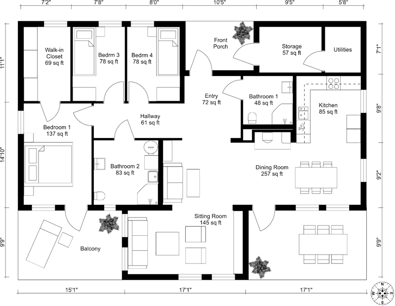 1 Bedroom Floor Plan